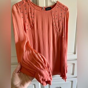 Topshop Blouse, color Coral, size 6